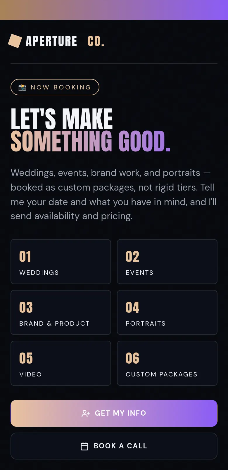 Photo & Events digital business card design